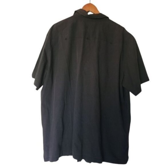 Kingsize Black Button Up Shirt 2XL Embroidered Pocket Short Sleeve - Picture 7 of 7